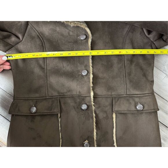 Orvis Penny Lane Aspen Faux Fur Brown Lined Coat Size Medium - Picture 9 of 11